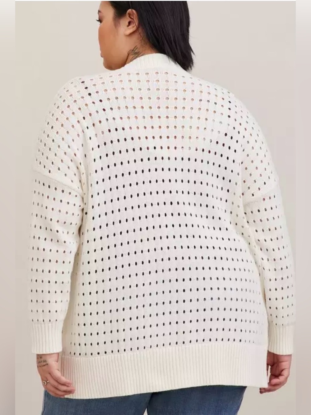 Torrid Women’s Cable Boyfriend Cardigan Sweater Button Front Ivory Plus Size 2X - Picture 2 of 8